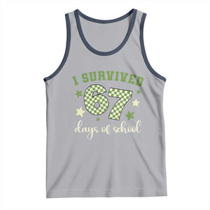 I Survived 67 Days of School Tank Top Funny Six Seven Meme Students Teacher Celebration TS02 Athletic Heather Navy Print Your Wear