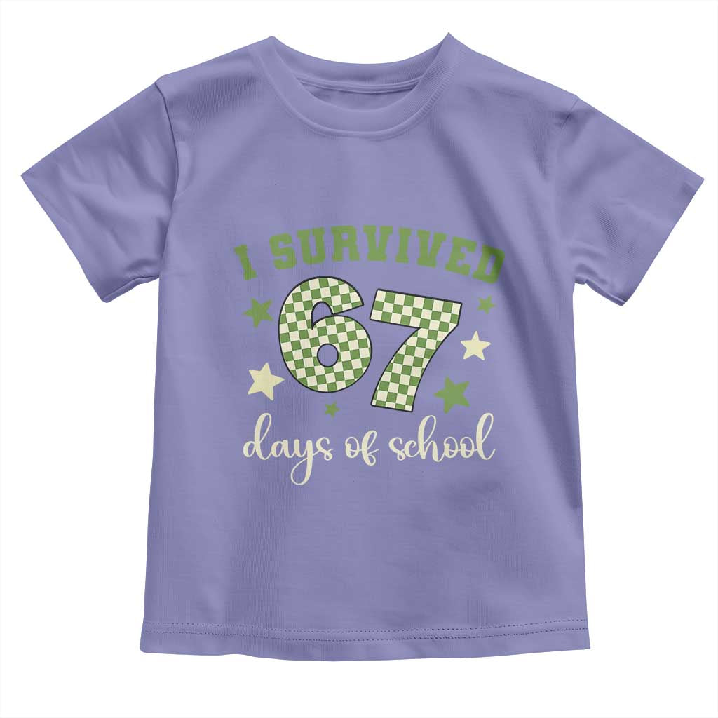 I Survived 67 Days of School Toddler T Shirt Funny Six Seven Meme Students Teacher Celebration TS02 Violet Print Your Wear