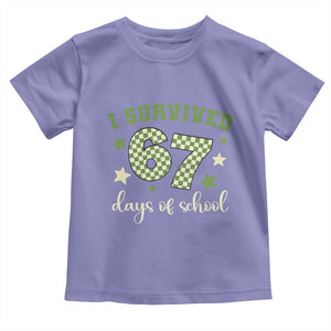 I Survived 67 Days of School Toddler T Shirt Funny Six Seven Meme Students Teacher Celebration TS02 Violet Print Your Wear