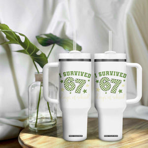 I Survived 67 Days of School Tumbler With Handle Funny Six Seven Meme Students Teacher Celebration TS02 Print Your Wear