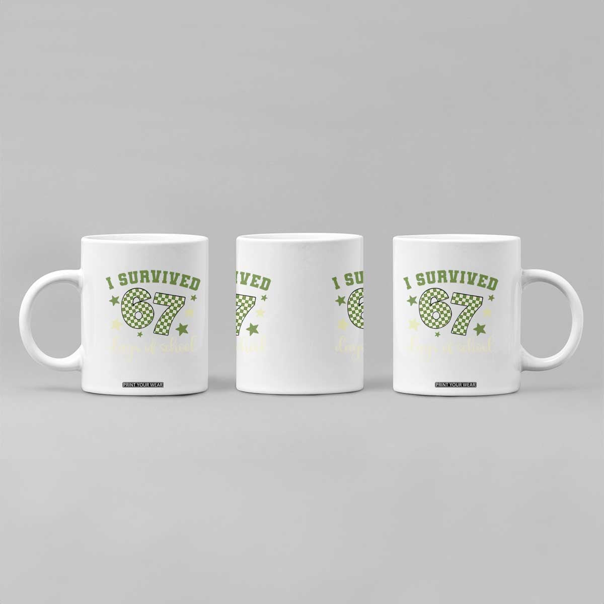 I Survived 67 Days of School Coffee Mug Funny Six Seven Meme Students Teacher Celebration TS02 Print Your Wear
