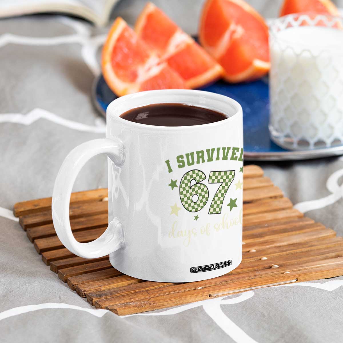 I Survived 67 Days of School Coffee Mug Funny Six Seven Meme Students Teacher Celebration TS02 Print Your Wear