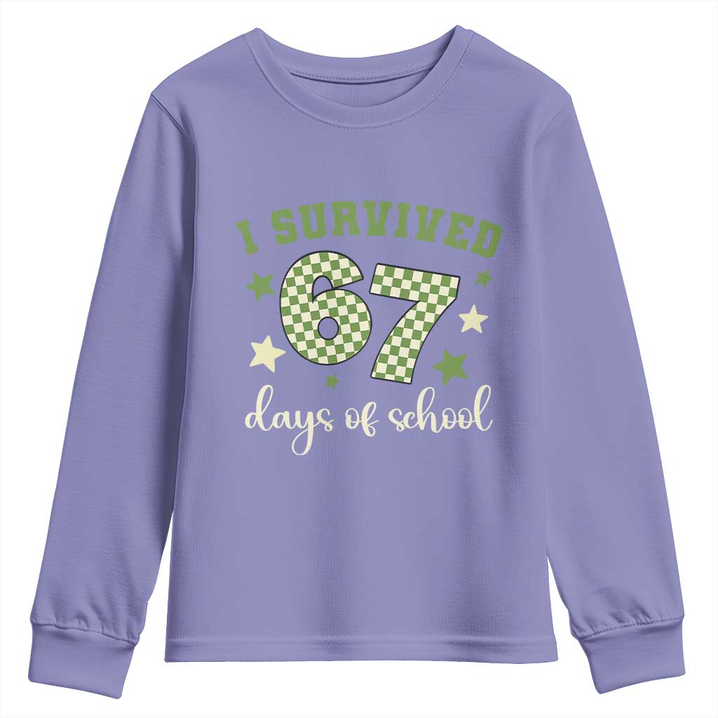 I Survived 67 Days of School Youth Sweatshirt Funny Six Seven Meme Students Teacher Celebration TS02 Violet Print Your Wear