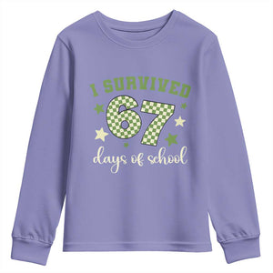 I Survived 67 Days of School Youth Sweatshirt Funny Six Seven Meme Students Teacher Celebration TS02 Violet Print Your Wear