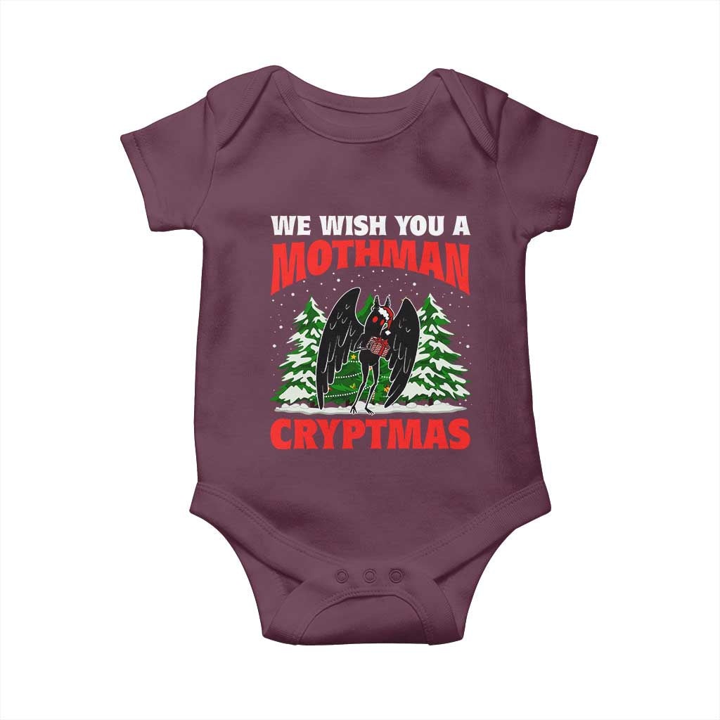 Mothman Christmas Baby Onesie We Wish You A Mothman Cryptmas Cryptid Cryptidcore TS02 Maroon Print Your Wear