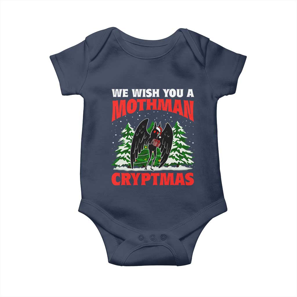 Mothman Christmas Baby Onesie We Wish You A Mothman Cryptmas Cryptid Cryptidcore TS02 Navy Print Your Wear