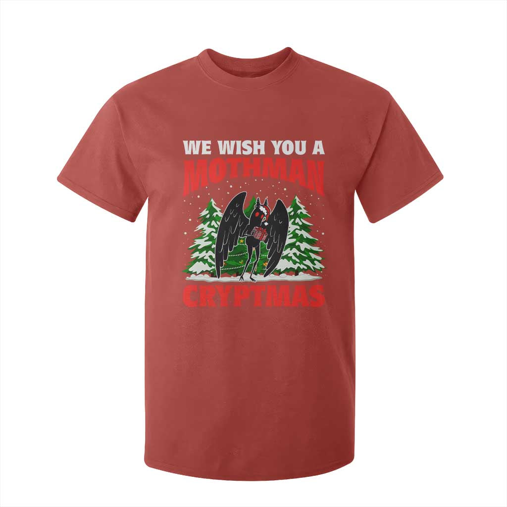 Mothman Christmas T Shirt For Kid We Wish You A Mothman Cryptmas Cryptid Cryptidcore TS02 Red Print Your Wear