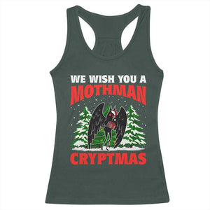 Mothman Christmas Racerback Tank Top We Wish You A Mothman Cryptmas Cryptid Cryptidcore TS02 Dark Forest Green Print Your Wear