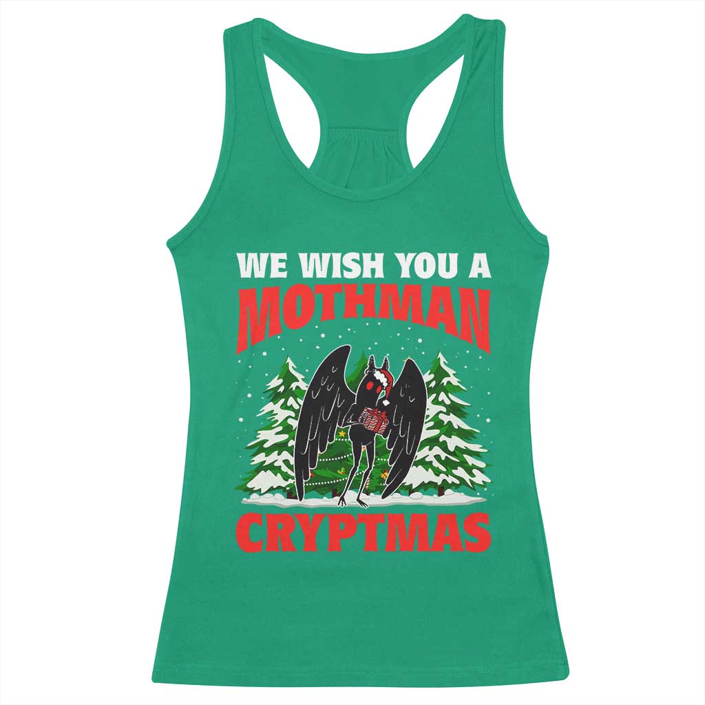 Mothman Christmas Racerback Tank Top We Wish You A Mothman Cryptmas Cryptid Cryptidcore TS02 Irish Green Print Your Wear