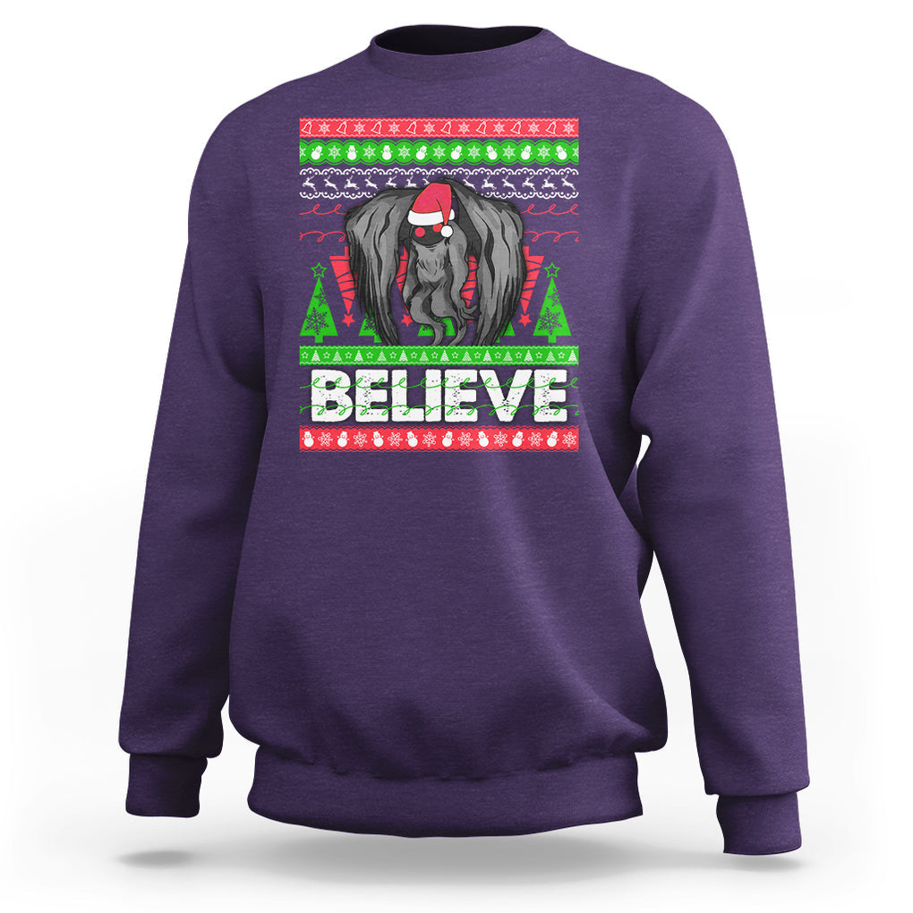 Mothman Christmas Sweatshirt Believe Cryptmas Cryptid Monster Point Pleasant TS02 Purple Printyourwear