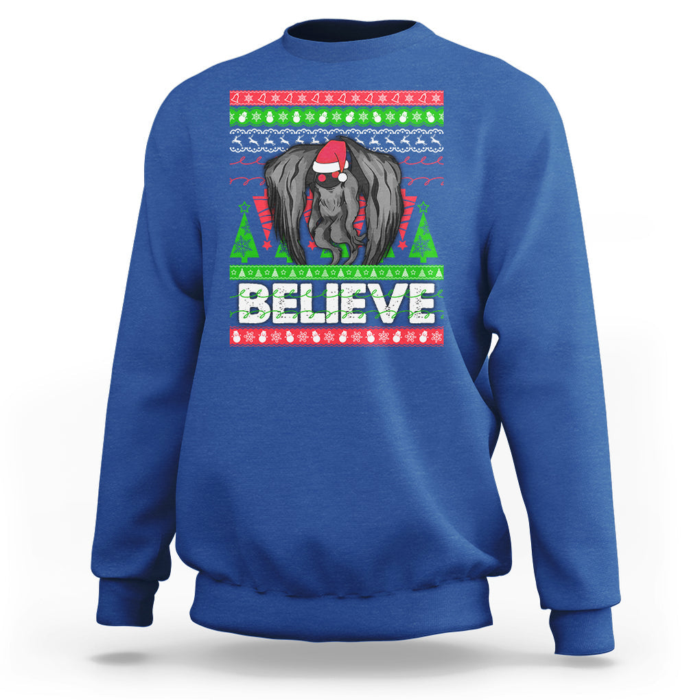 Mothman Christmas Sweatshirt Believe Cryptmas Cryptid Monster Point Pleasant TS02 Royal Blue Printyourwear