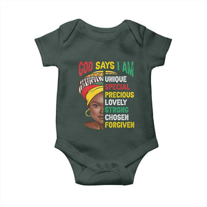 Proud Black Woman Baby Onesie God Says I Am Melanin Girl Pride TS02 Print Your Wear