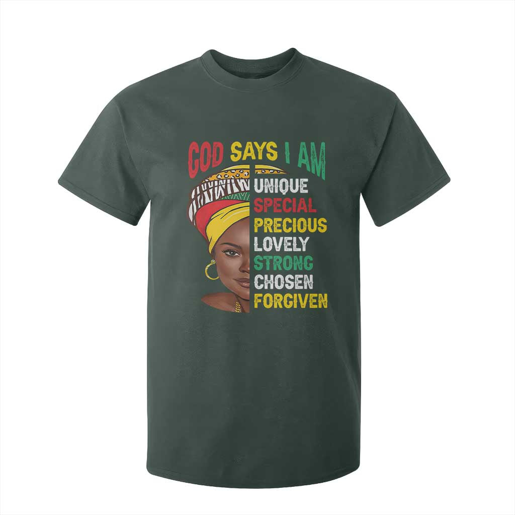 Proud Black Woman T Shirt For Kid God Says I Am Melanin Girl Pride TS02 Dark Forest Green Print Your Wear