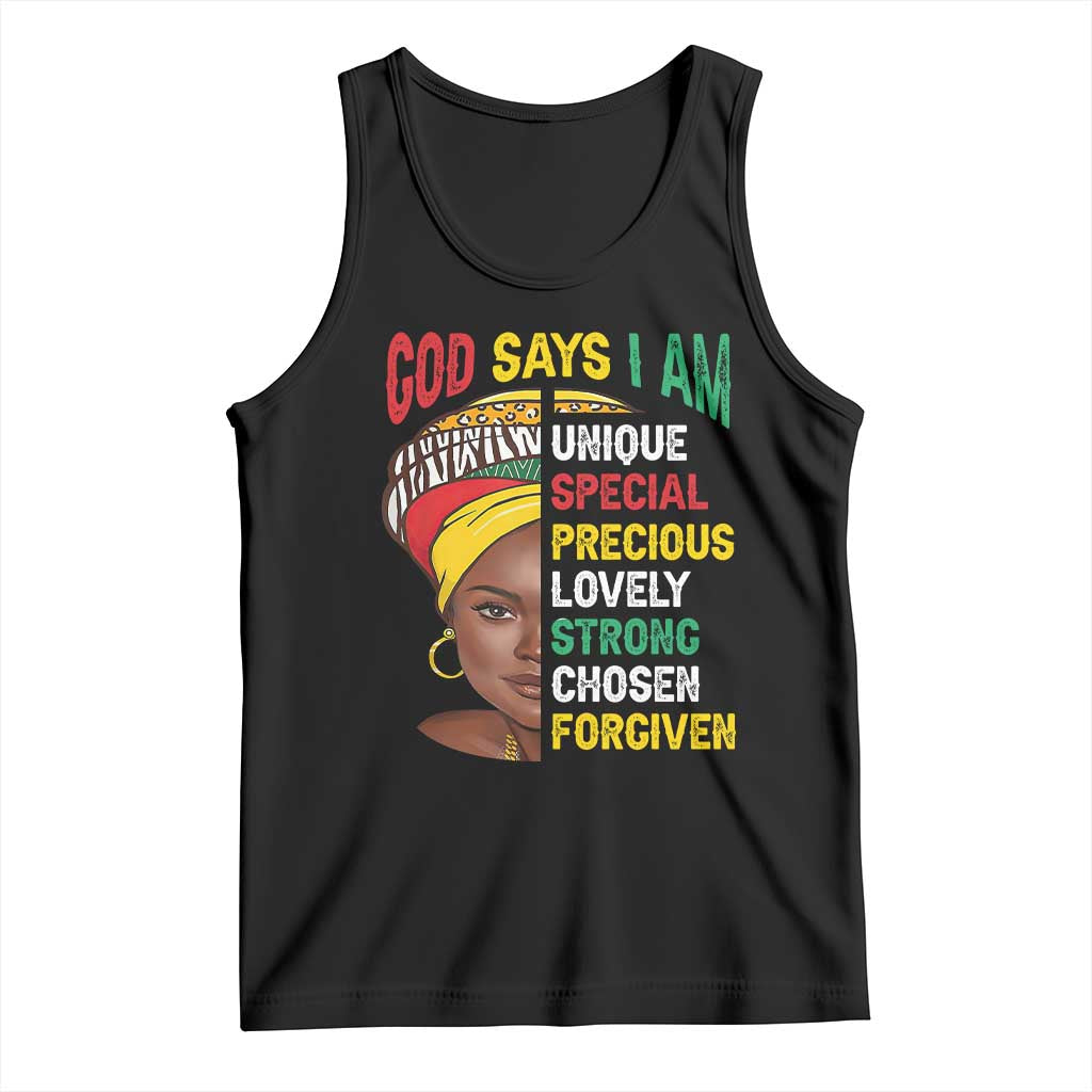 Proud Black Woman Tank Top God Says I Am Melanin Girl Pride TS02 Black Print Your Wear