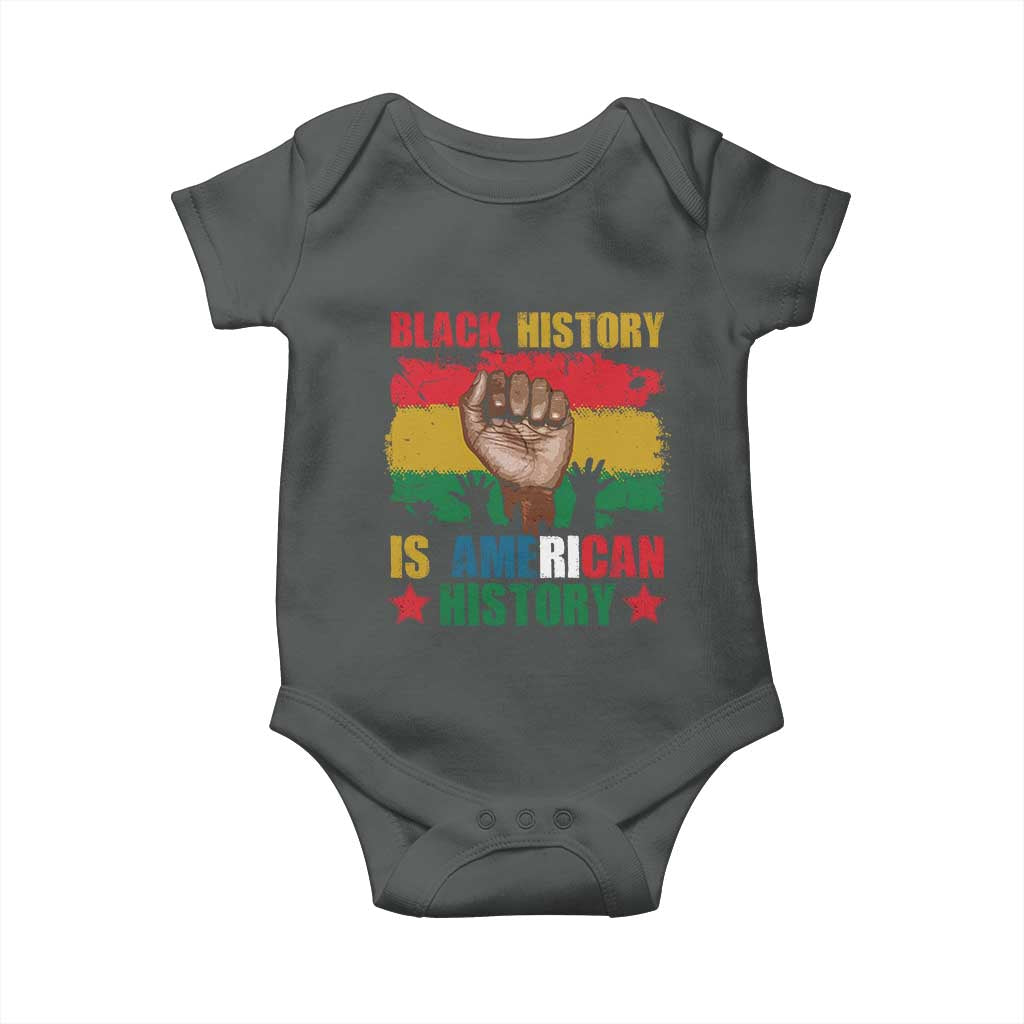 Black History Is American History Baby Onesie African American Pride Raised Fist TS02 Dark Heather Print Your Wear