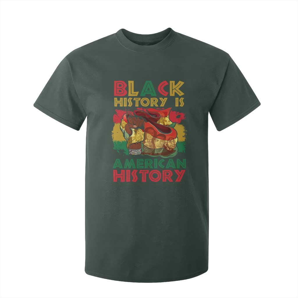 Black History Is American History T Shirt For Kid African American Pride Flag Raised Fist TS02 Dark Forest Green Print Your Wear
