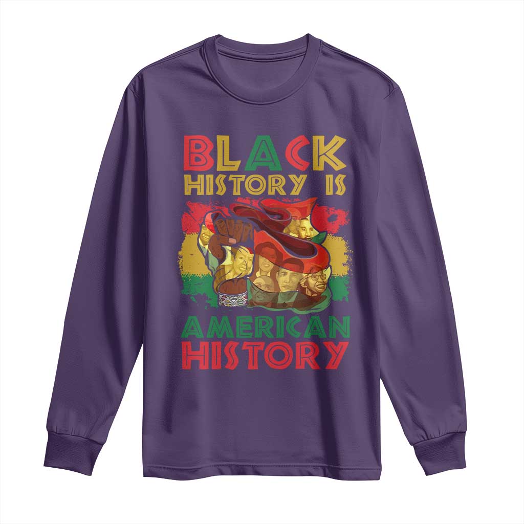 Black History Is American History Long Sleeve Shirt African American Pride Flag Raised Fist TS02 Purple Print Your Wear