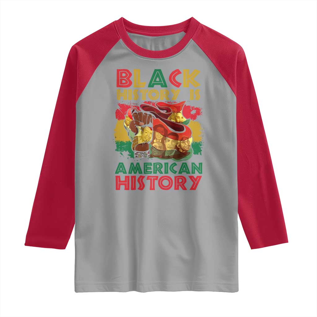 Black History Is American History Raglan Shirt African American Pride Flag Raised Fist TS02 Sport Gray Red Print Your Wear