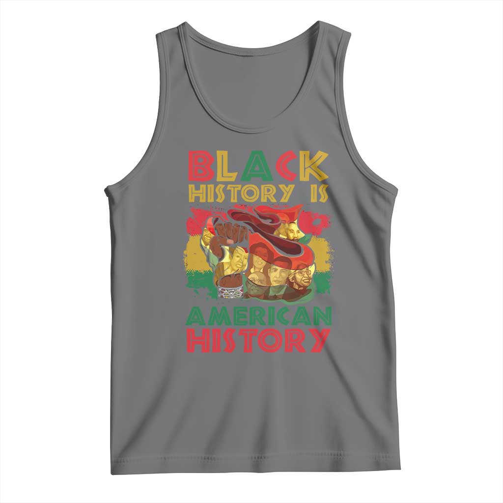 Black History Is American History Tank Top African American Pride Flag Raised Fist TS02 Black Heather Print Your Wear