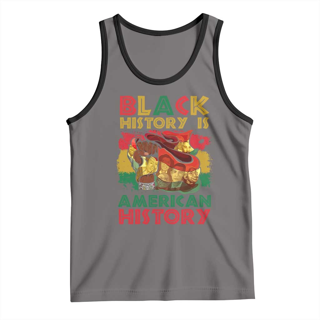 Black History Is American History Tank Top African American Pride Flag Raised Fist TS02 Deep Heather Black Print Your Wear
