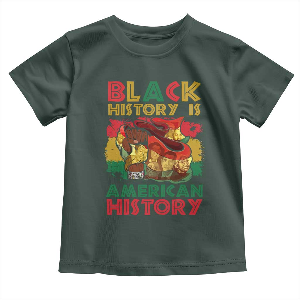 Black History Is American History Toddler T Shirt African American Pride Flag Raised Fist TS02 Dark Forest Green Print Your Wear