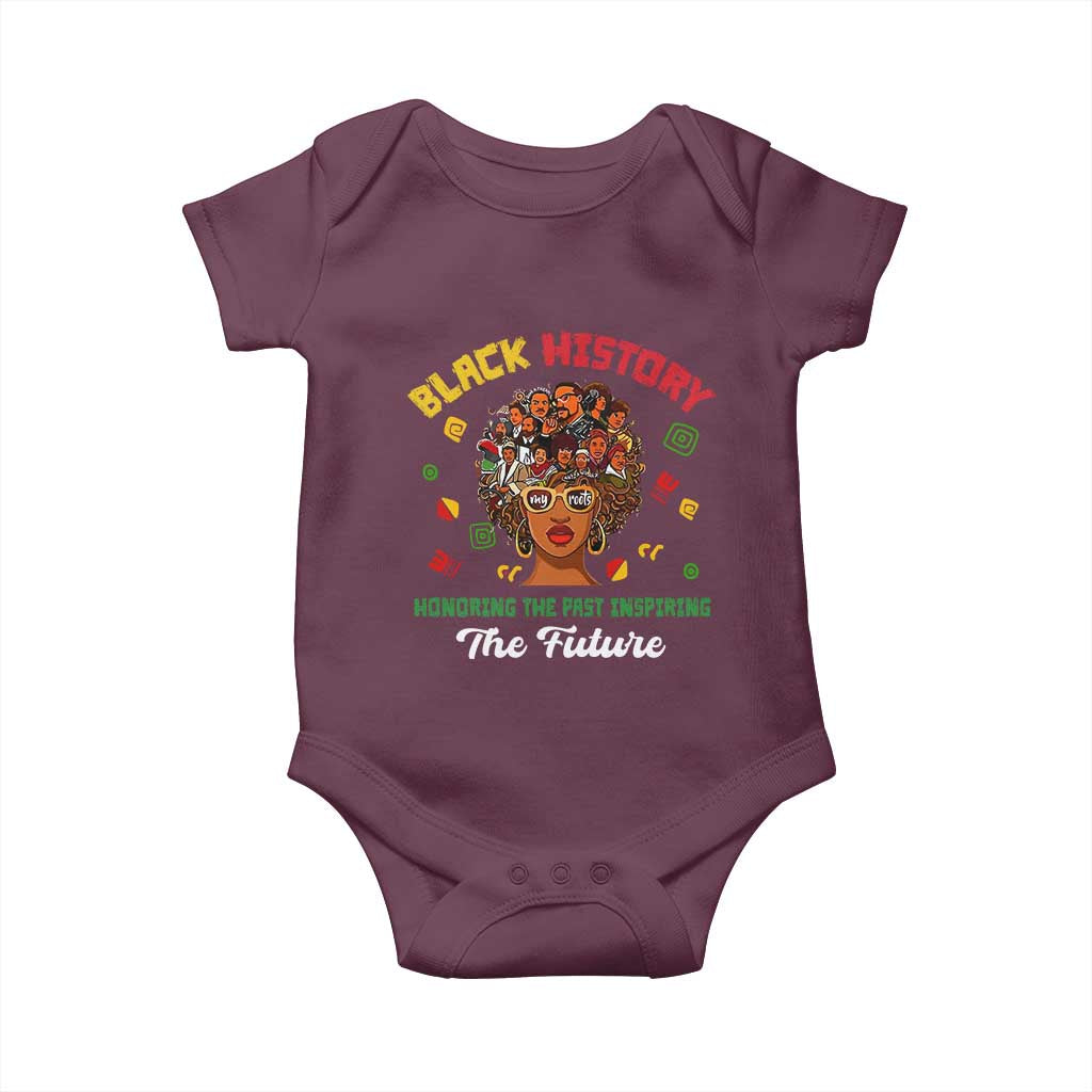 Black History Month Baby Onesie Honoring The Past Inspiring The Future African American Roots TS02 Maroon Print Your Wear