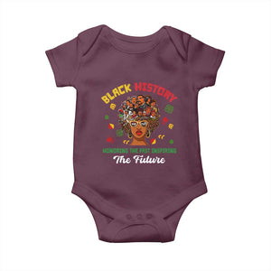 Black History Month Baby Onesie Honoring The Past Inspiring The Future African American Roots TS02 Maroon Print Your Wear