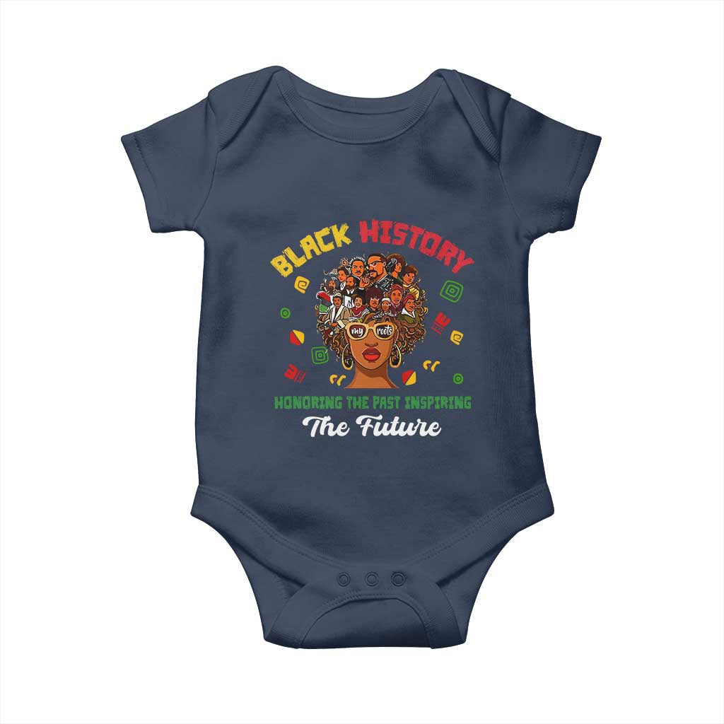 Black History Month Baby Onesie Honoring The Past Inspiring The Future African American Roots TS02 Navy Print Your Wear