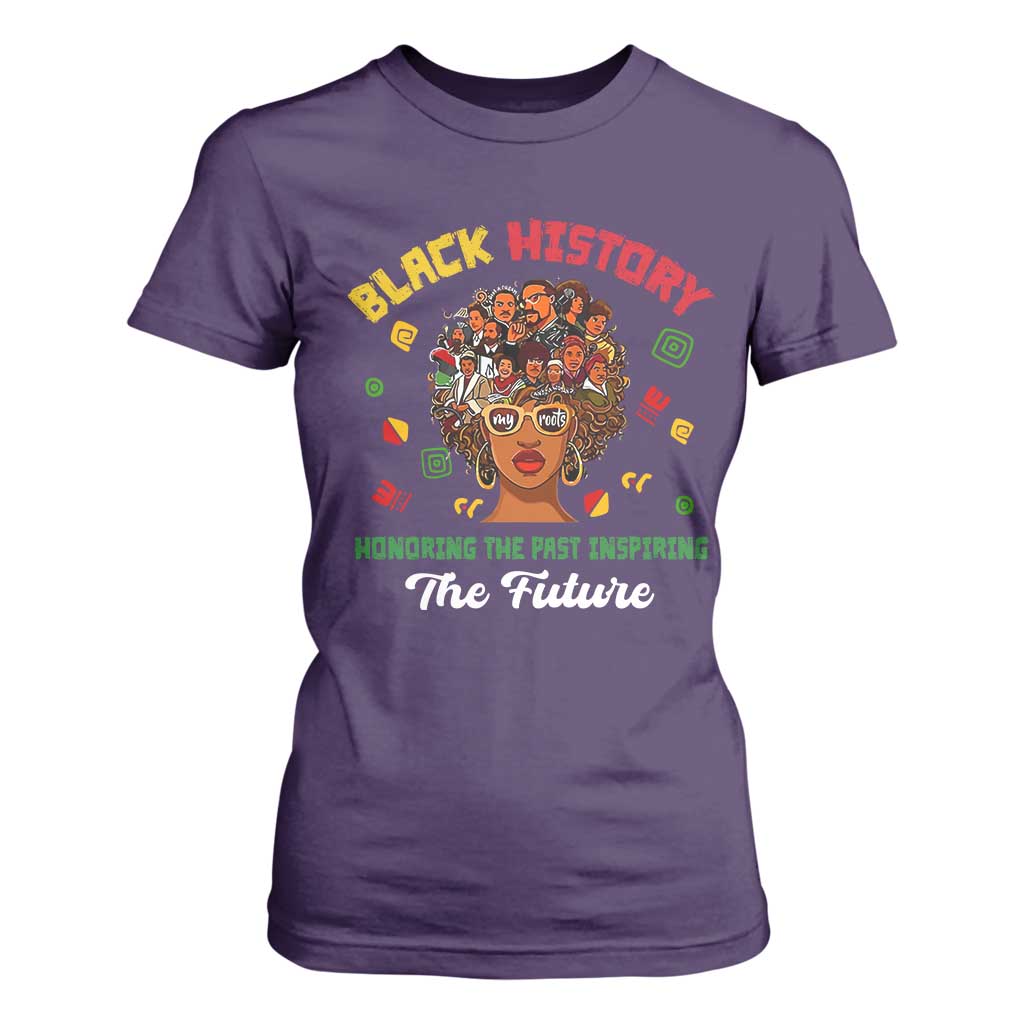 Black History Month T Shirt For Women Honoring The Past Inspiring The Future African American Roots TS02 Purple Print Your Wear