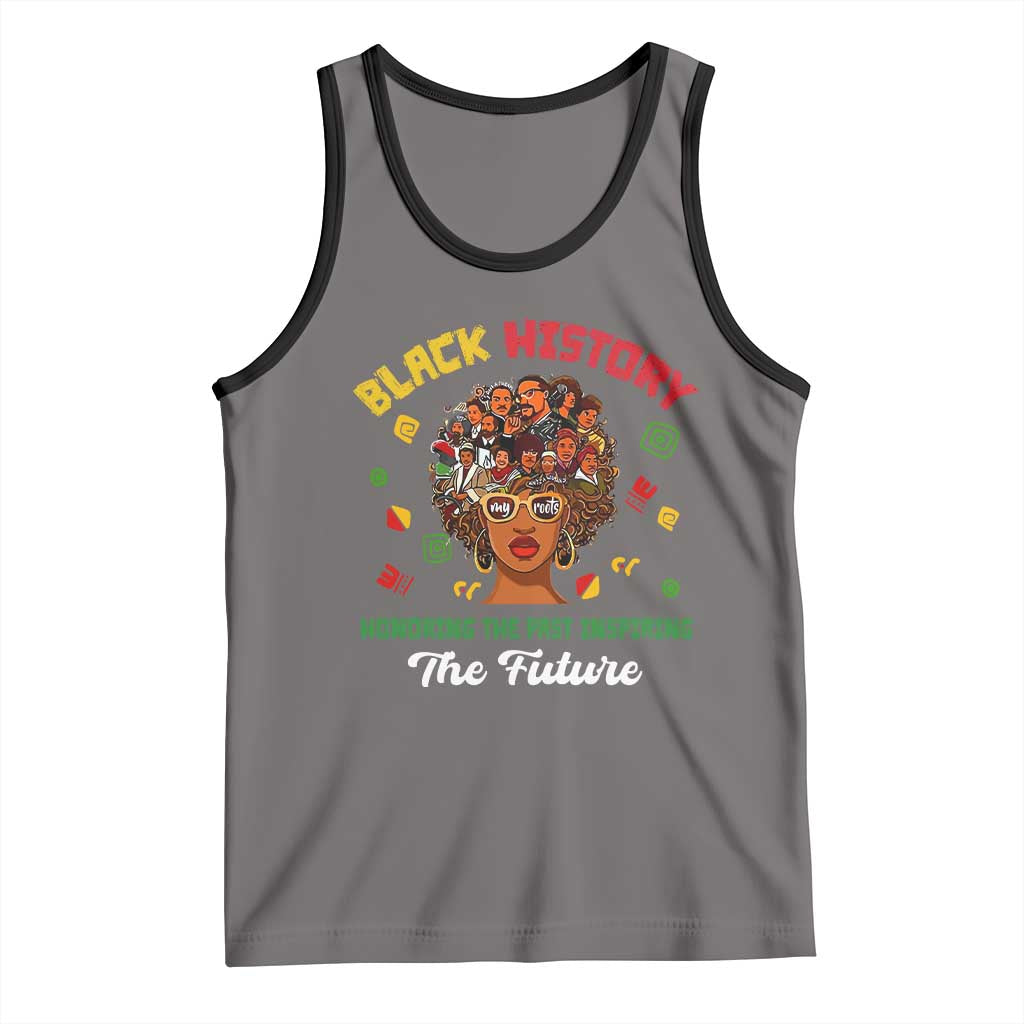 Black History Month Tank Top Honoring The Past Inspiring The Future African American Roots TS02 Deep Heather Black Print Your Wear