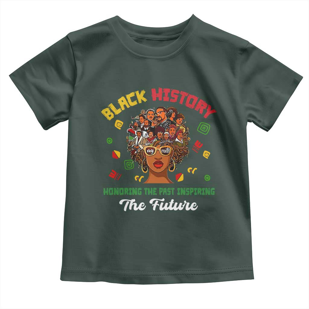 Black History Month Toddler T Shirt Honoring The Past Inspiring The Future African American Roots TS02 Dark Forest Green Print Your Wear