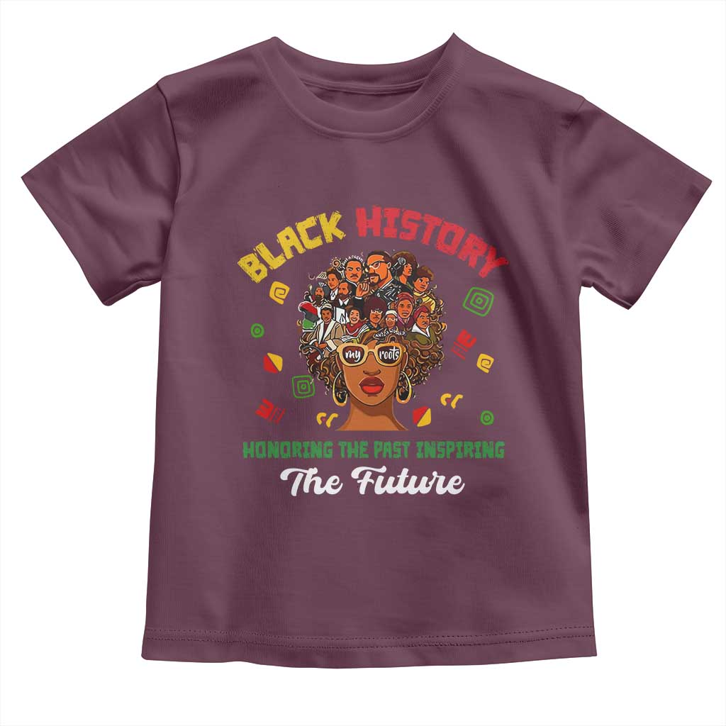 Black History Month Toddler T Shirt Honoring The Past Inspiring The Future African American Roots TS02 Maroon Print Your Wear