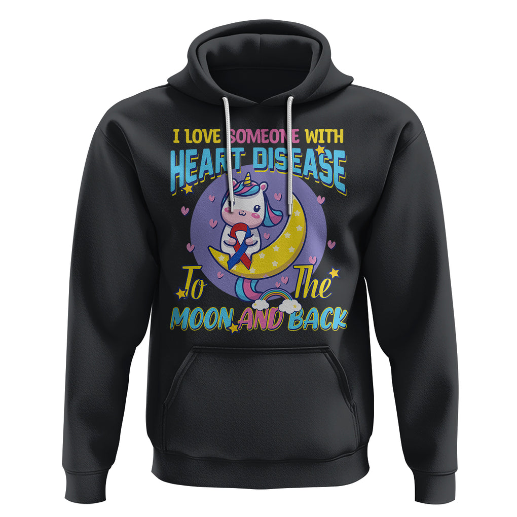 Unicorn CHD Awareness Hoodie I Love Someone With Heart Disease To The Moon & Back TS02 Black Printyourwear