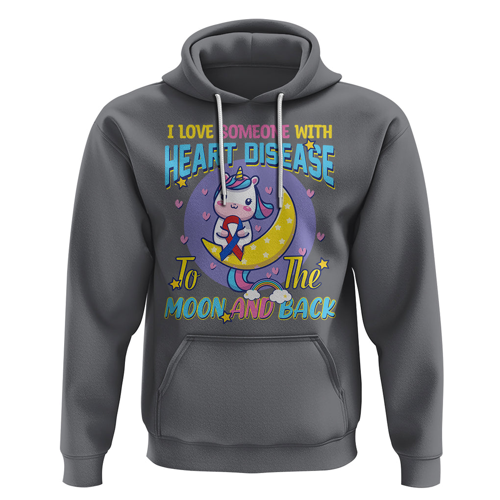 Unicorn CHD Awareness Hoodie I Love Someone With Heart Disease To The Moon & Back TS02 Charcoal Printyourwear