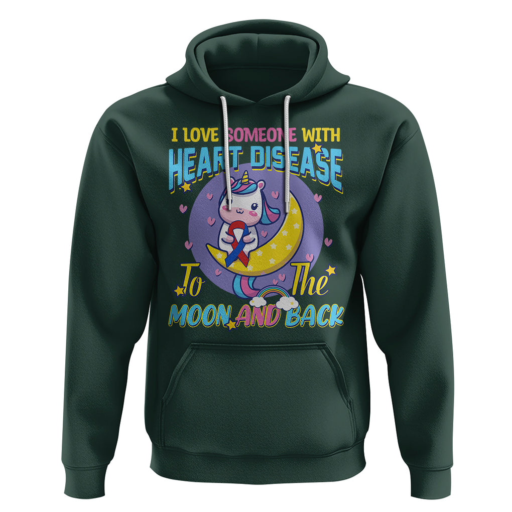 Unicorn CHD Awareness Hoodie I Love Someone With Heart Disease To The Moon & Back TS02 Dark Forest Green Printyourwear
