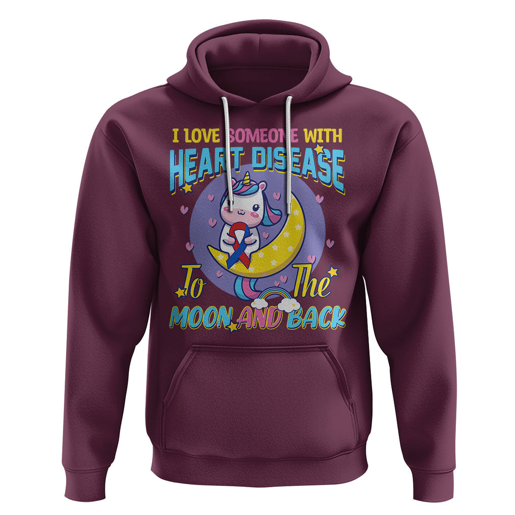 Unicorn CHD Awareness Hoodie I Love Someone With Heart Disease To The Moon & Back TS02 Maroon Printyourwear