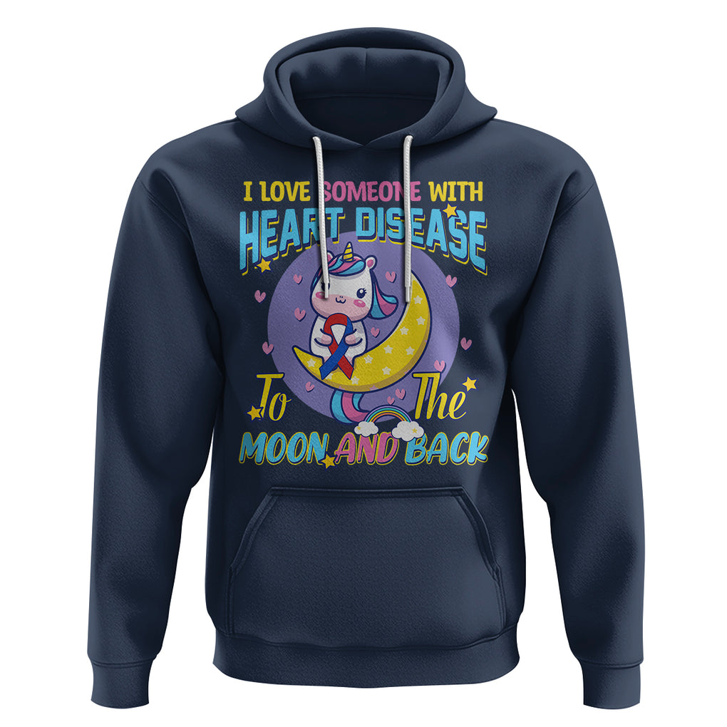 Unicorn CHD Awareness Hoodie I Love Someone With Heart Disease To The Moon & Back TS02 Navy Printyourwear