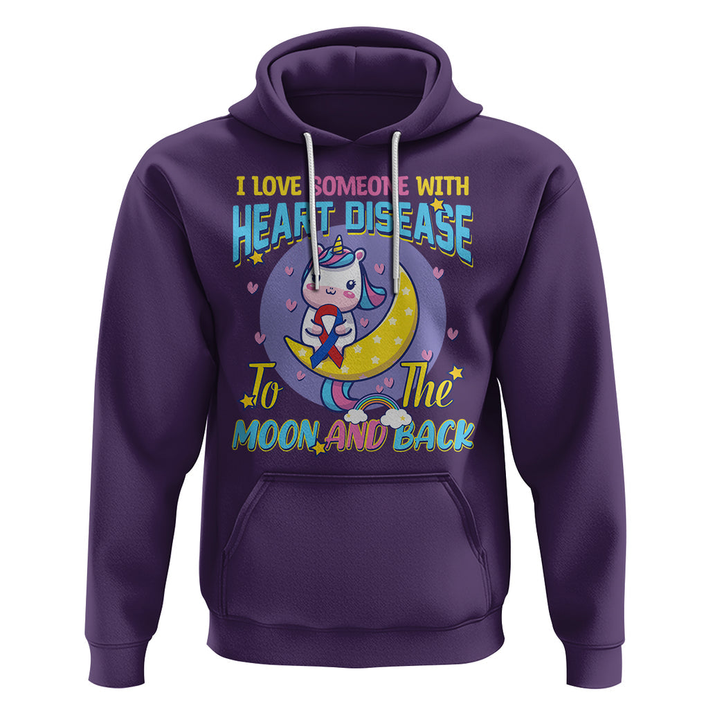 Unicorn CHD Awareness Hoodie I Love Someone With Heart Disease To The Moon & Back TS02 Purple Printyourwear