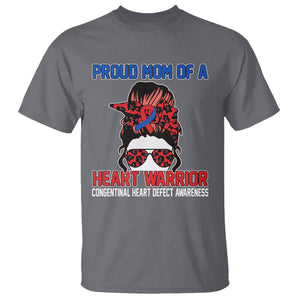 CHD Awareness T Shirt Messy Bun Mom Of A Heart Warrior Congenital Heart Defect TS02 Charcoal Printyourwear