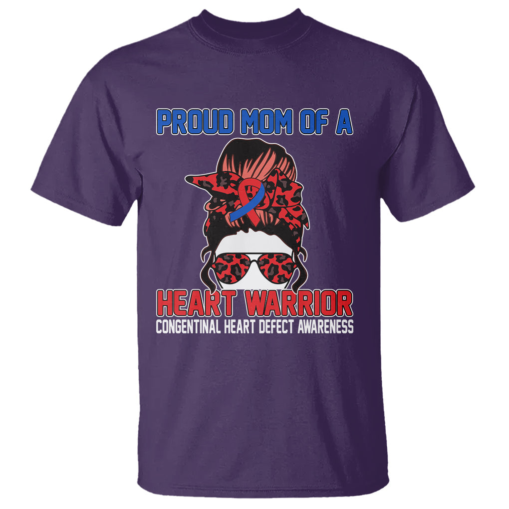 CHD Awareness T Shirt Messy Bun Mom Of A Heart Warrior Congenital Heart Defect TS02 Purple Printyourwear
