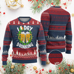 Funny St Patricks Day Knit Sweatshirt I Love Day Drinking Beer Lover Drink Team TS02 Burgundy Print Your Wear