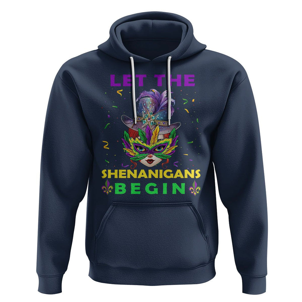 Funny Mardi Gras Hoodie Let The Shenanigans Begin TS02 Navy Printyourwear