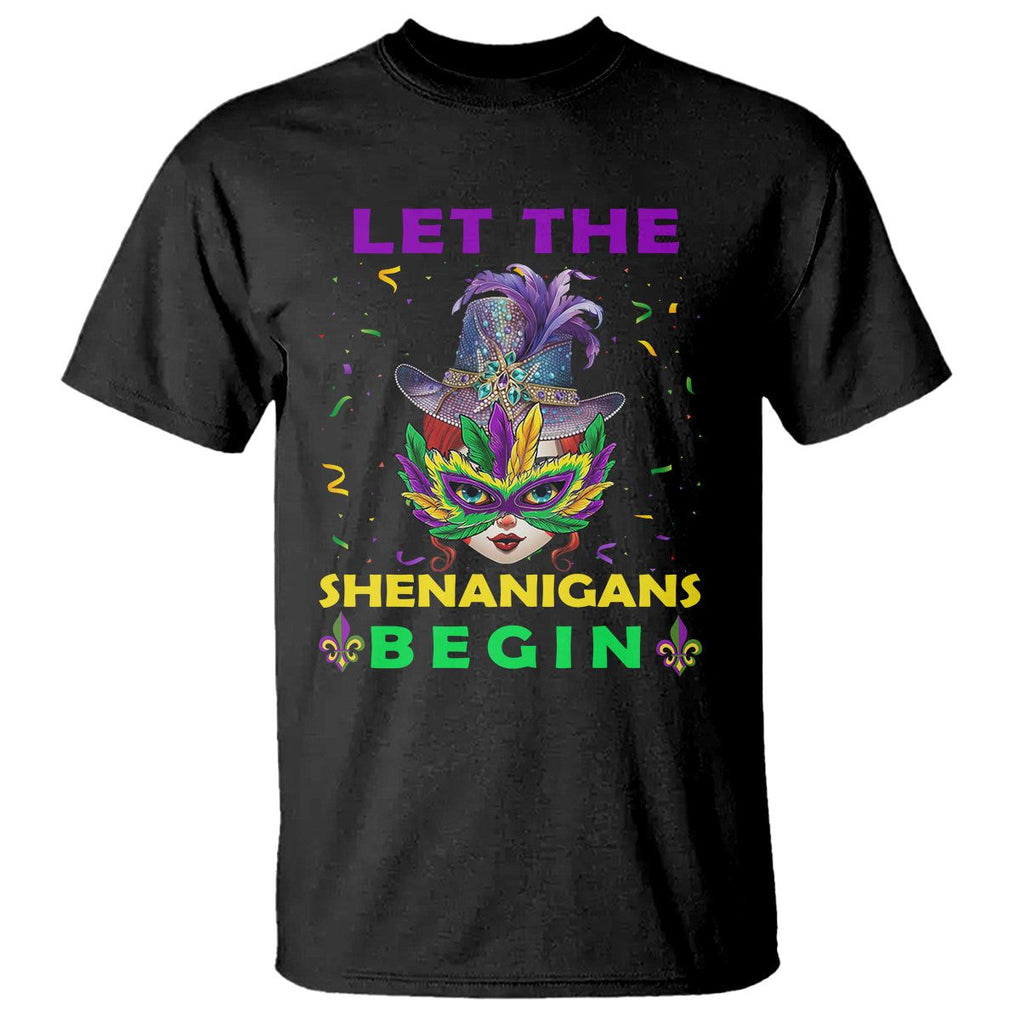 Funny Mardi Gras T Shirt Let The Shenanigans Begin TS02 Black Printyourwear