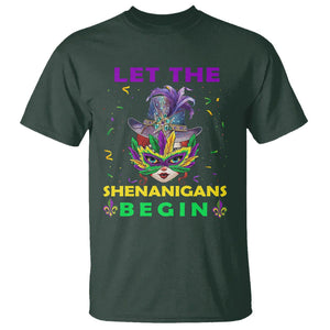 Funny Mardi Gras T Shirt Let The Shenanigans Begin TS02 Dark Forest Green Printyourwear