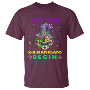 Funny Mardi Gras T Shirt Let The Shenanigans Begin TS02 Maroon Printyourwear