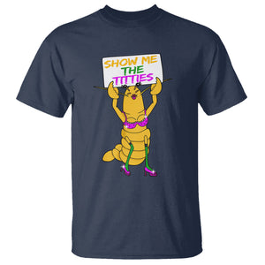 Funny Mardi Gras T Shirt Show Me The Titties Sexy Crawfish TS02 Navy Printyourwear