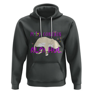 Funny Mardi Gras Drunk Cat Hoodie May Contain Alcohol Drinking Lover TS02 Dark Heather Printyourwear