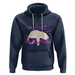Funny Mardi Gras Drunk Cat Hoodie May Contain Alcohol Drinking Lover TS02 Navy Printyourwear