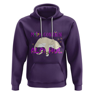 Funny Mardi Gras Drunk Cat Hoodie May Contain Alcohol Drinking Lover TS02 Purple Printyourwear