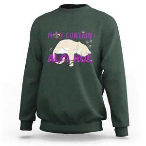 Funny Mardi Gras Drunk Cat Sweatshirt May Contain Alcohol Drinking Lover TS02 Dark Forest Green Printyourwear